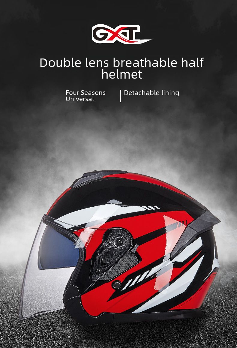 GXT Elektro-Batterie-Autohelm FOUR SEASONS Sonnenschutz Windschutzscheibe Batterie Auto Sommer Doppellinse Persönlichkeit Licht Halbhelm_voghion.com