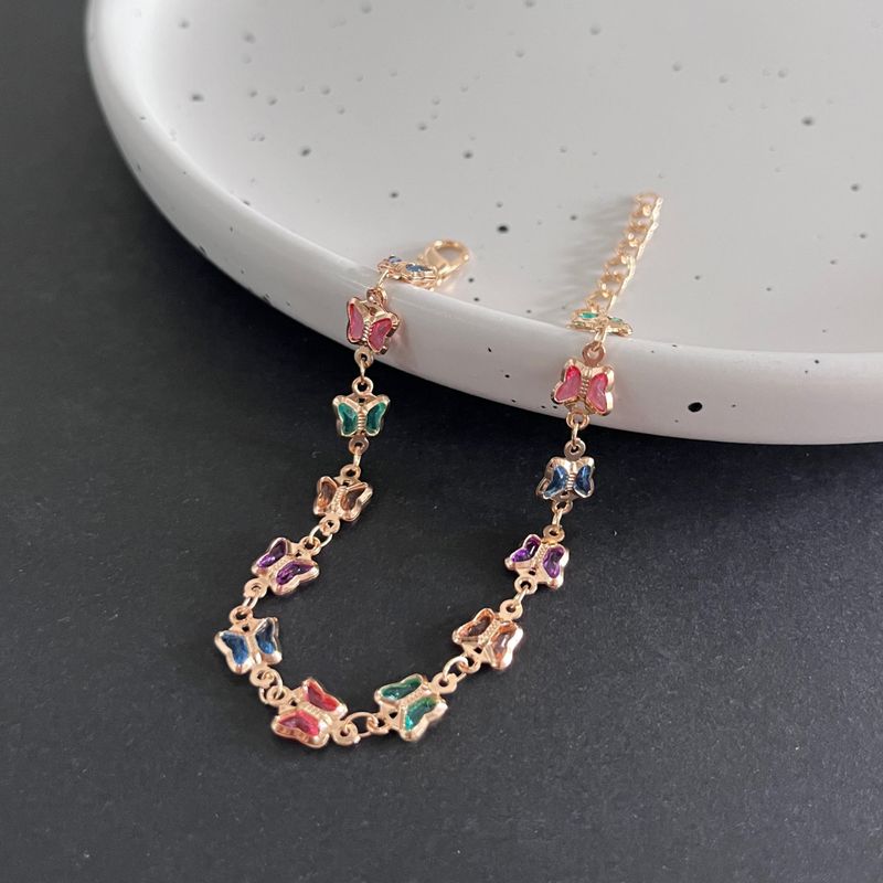 Modeschmuck Buntes einlagiges Schmetterlingsarmband in Bonbonfarbe_voghion.com
