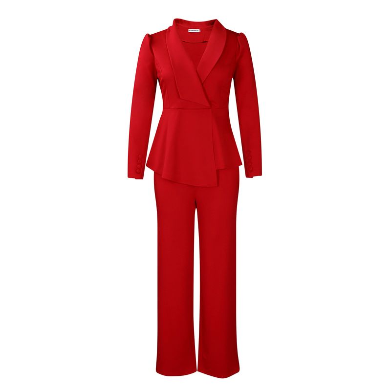 Vêtements pour femmes, nouvelle mode féminine, tempérament élégant, haut à volants à manches longues, pantalon large_voghion.com