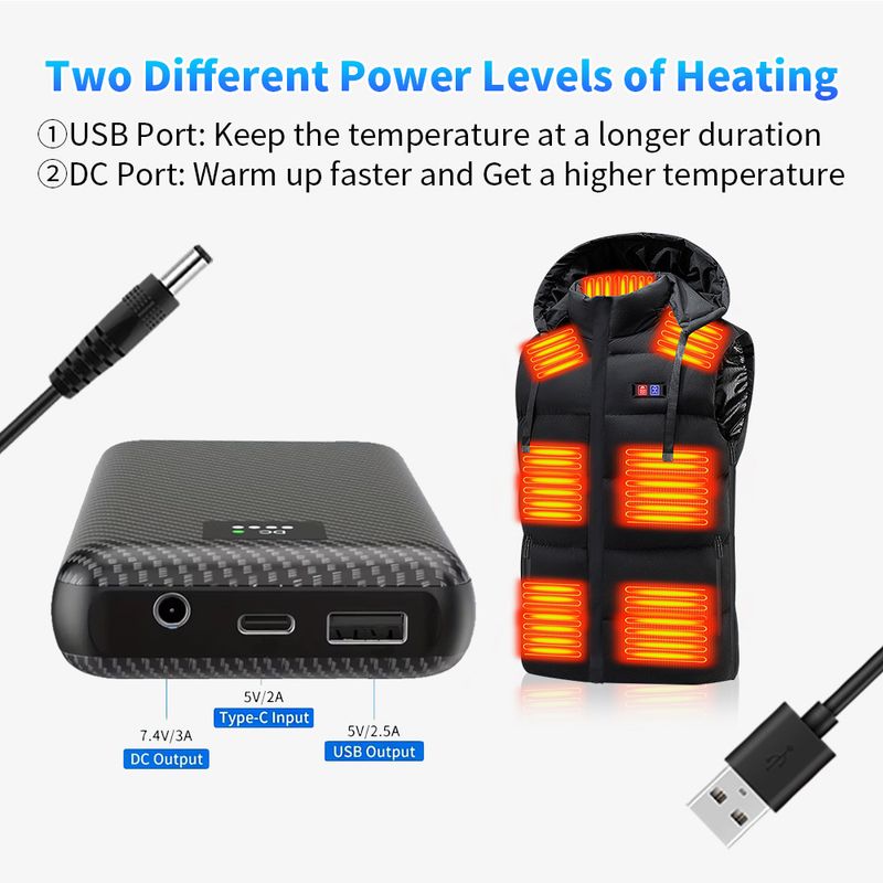 30000mAh Tragbare Powerbank Mobile Versorgung Für Weste Jacke Handschuhe Elektrische Heizung Ausrüstung DC Power Bank_voghion.com