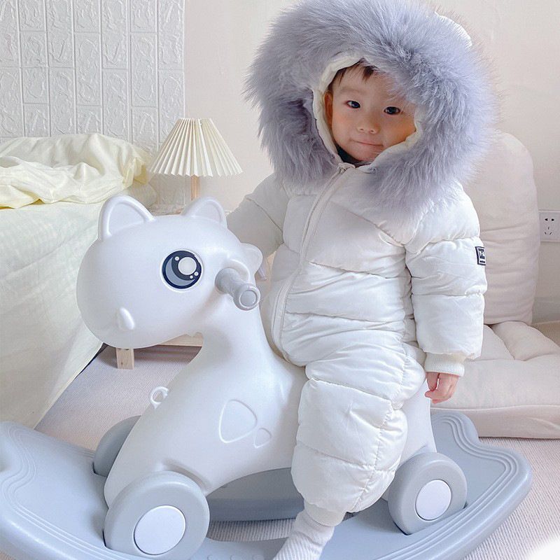 Dış Ticaret Sınır Ötesi Sıcak Satış Yenidoğan Giysileri Bebek Tulumu Kış Kalın Kürk Yaka Bebek Emekleme Giysileri Artı Kadife Mont_voghion.com