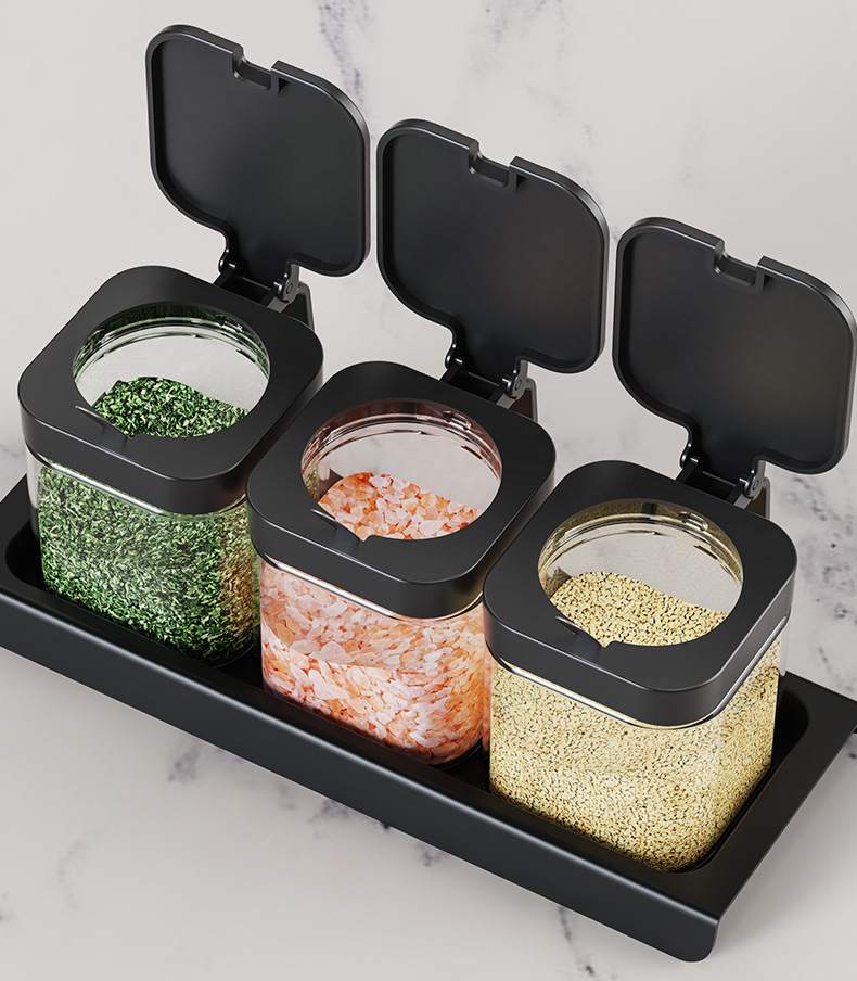 Glass Jar With Spoon, Bottle Set, Seasoning Container, Storage Box, Sealed_voghion.com