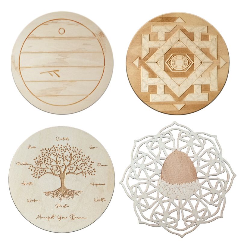 Basswood Grinding Round Coaster Lace Hollow Carved Home Dining Table Mat Kitchen Insulation Mat Decorative Wooden Ornaments_voghion.com