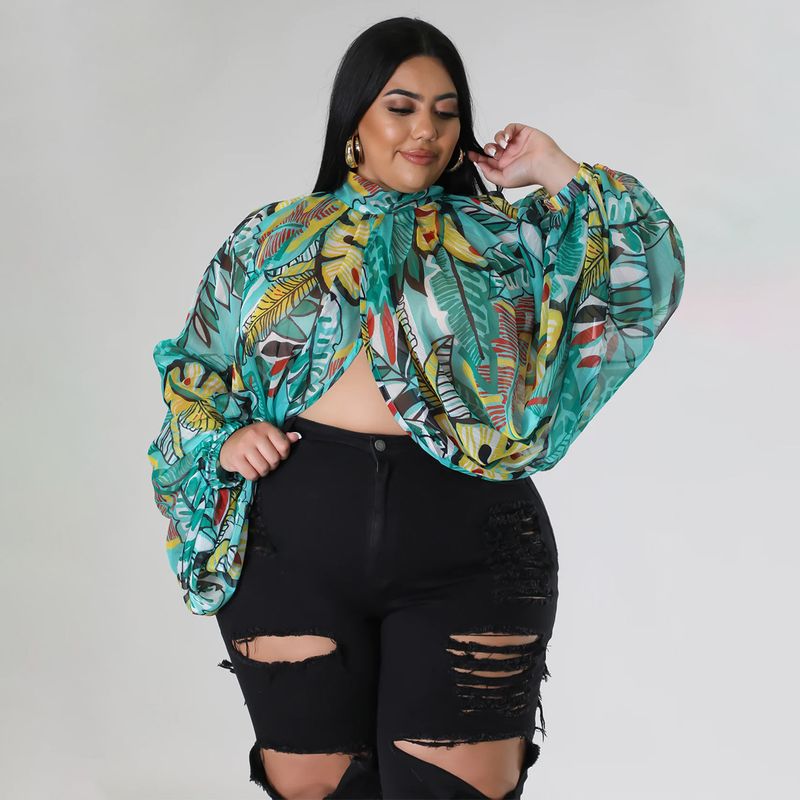 Damen-Oberteil in Übergröße, Übergröße, Damenbekleidung, Rundhalsausschnitt, offener Rücken, Chiffon-Schnüroberteil für Damen_voghion.com