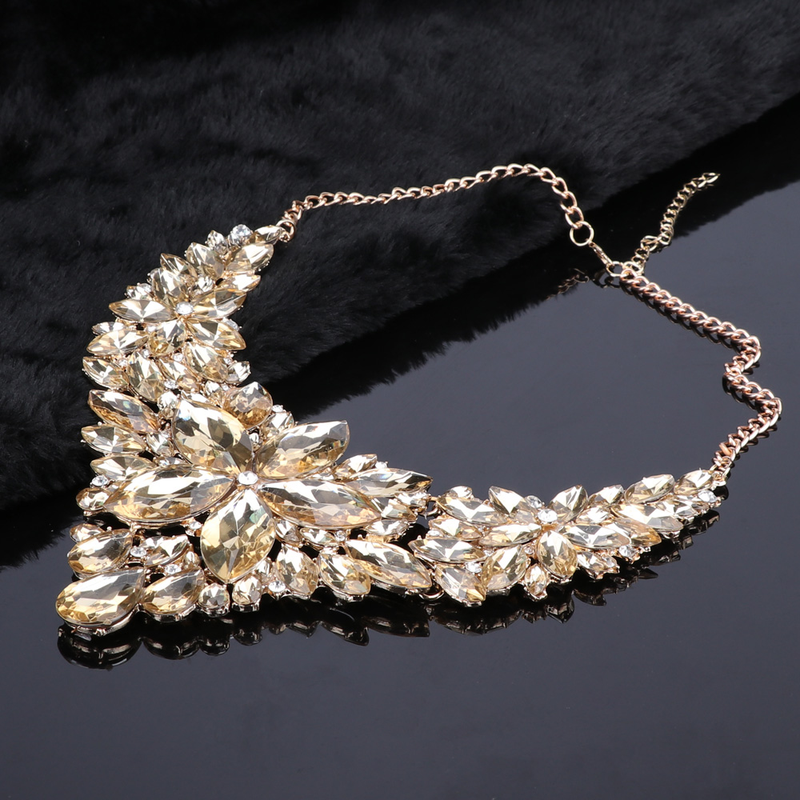 Kristall-Choker-Statement-Halskette, Ohrring-Schmuckset, Strass-Hochzeitsgeschenk, Frauen, Bräute, Abschlussball, Party_voghion.com
