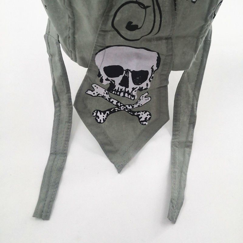 Grey Skull Head Pirate Headband Spring/Summer/Autumn Cloth Hat, Adult Style Riding Strap Tail_voghion.com