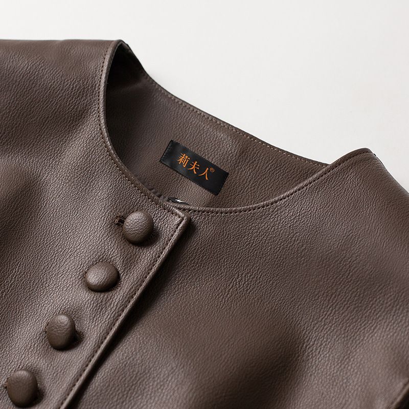 Veste courte et slim en cuir pour femme, style coréen Haining, nouvelle collection printemps-automne 2025, grande taille_voghion.com
