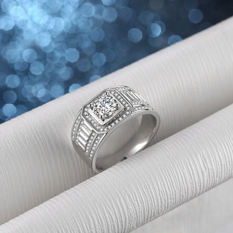 Bold Unique One Carat Moissanite Men's Fashionable And Elegant Business Band Ring_voghion.com