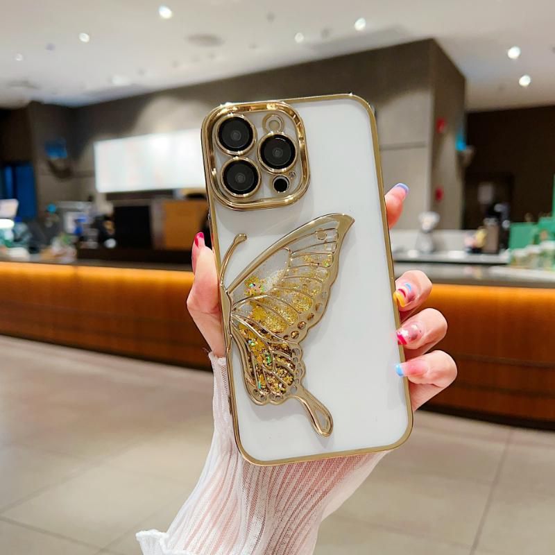 Quicksand butterfly is suitable for mobile phone case iphone14pro transparent and advanced sense._voghion.com