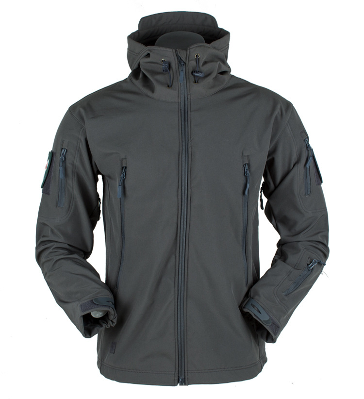 Chaqueta de piel de tiburón tres en uno para hombre, de forro polar suave para exteriores, para otoño e invierno, resistente al viento, impermeable, transpirable y cálida_voghion.com