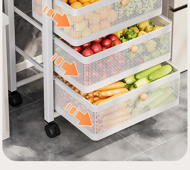 Snack-Kleinwagen, Küchen-Multifunktionsregal, bodenstehend, mehrschichtiger Gemüsekorb, Schubladenlücke, Lagerschrank 1_voghion.com