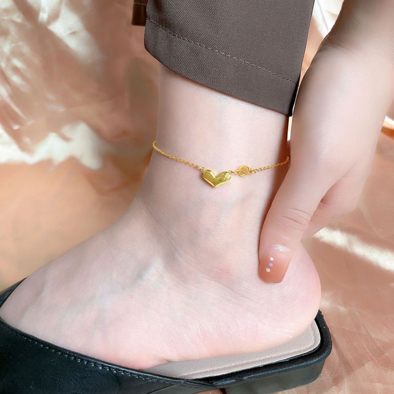 New light luxury design love you e raw anklet heart-shaped titanium steel foot decoration_voghion.com