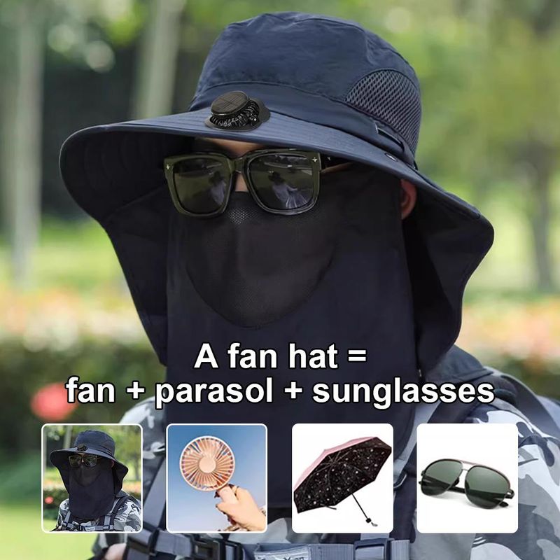 Removable Solar Fan Hat - Outdoor Sunshade Cap_voghion.com