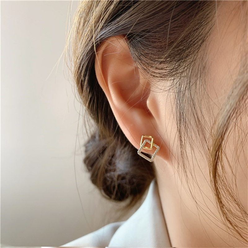 Sterling Sier VENUS Eenvoudige Geometrische Vierkante Oorbellen Retro Punk Stijl Dames Oorbellen Weekend Party Juweel_voghion.com