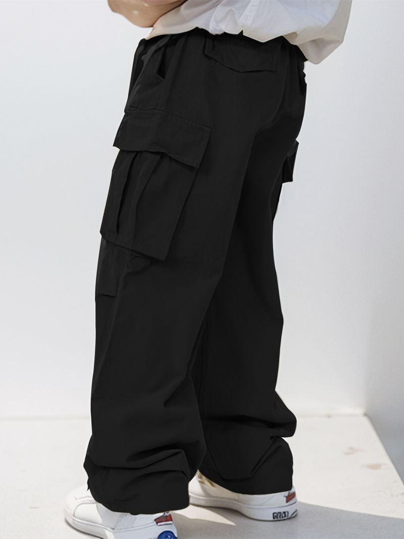 Utility Cargo Pants With Adjustable Belt – Streetwear Oversized Straight-Leg (Polyester, Unisex, Hip-Hop Style)_voghion.com