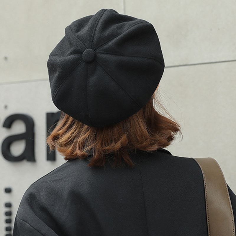 New Arrivals Fashion Solid Color Woolen Newsboy Cap Octagonal 8 Panel Women Autumn Winter Thickened Warm Beret Hat For Girls Sombrero_voghion.com