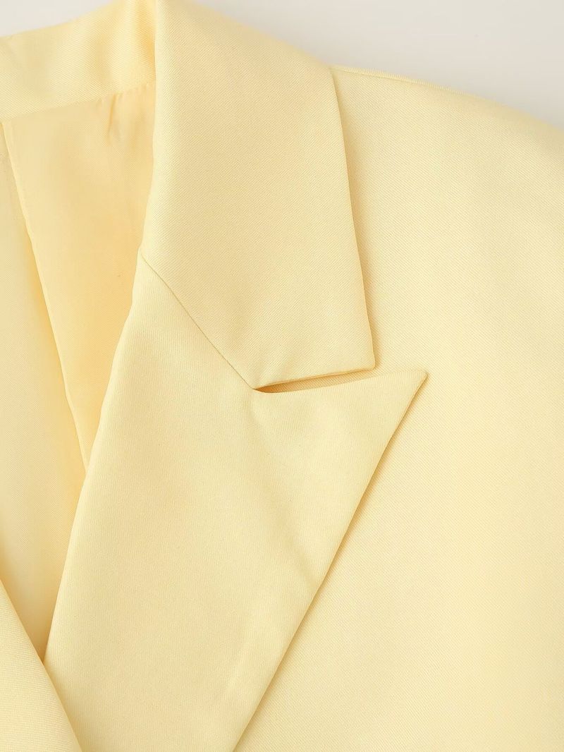 Blazer con cintura da donna – Giacca stile trench con spalle larghe (nero/giallo, S-L)_voghion.com