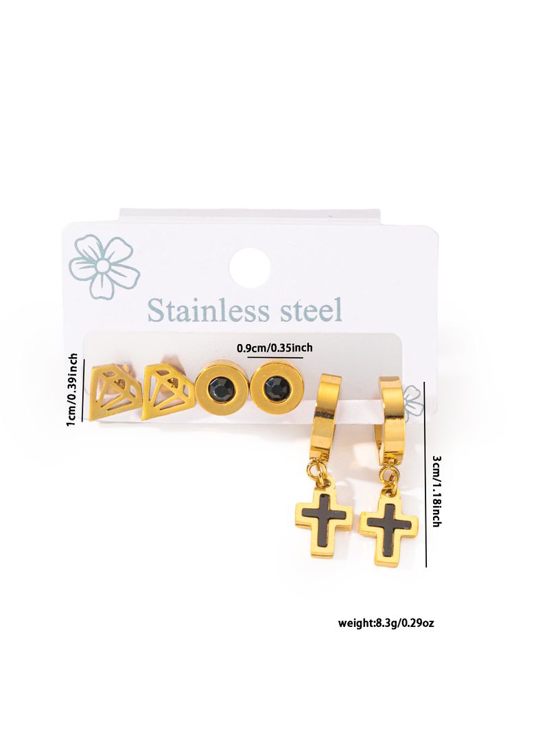 1 set elegante orecchini pendenti a forma di cuore a forma di stella rotonda in acciaio inossidabile 304_voghion.com