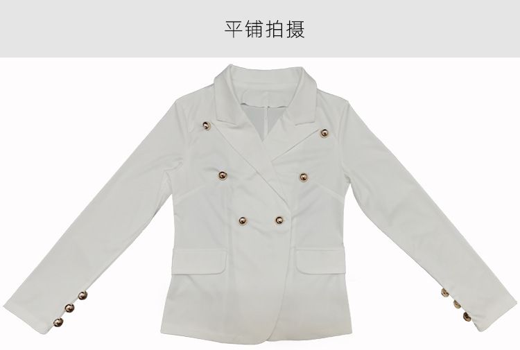 L'abito casual da donna indossa una piccola giacca a doppio petto a maniche lunghe in due pezzi_voghion.com