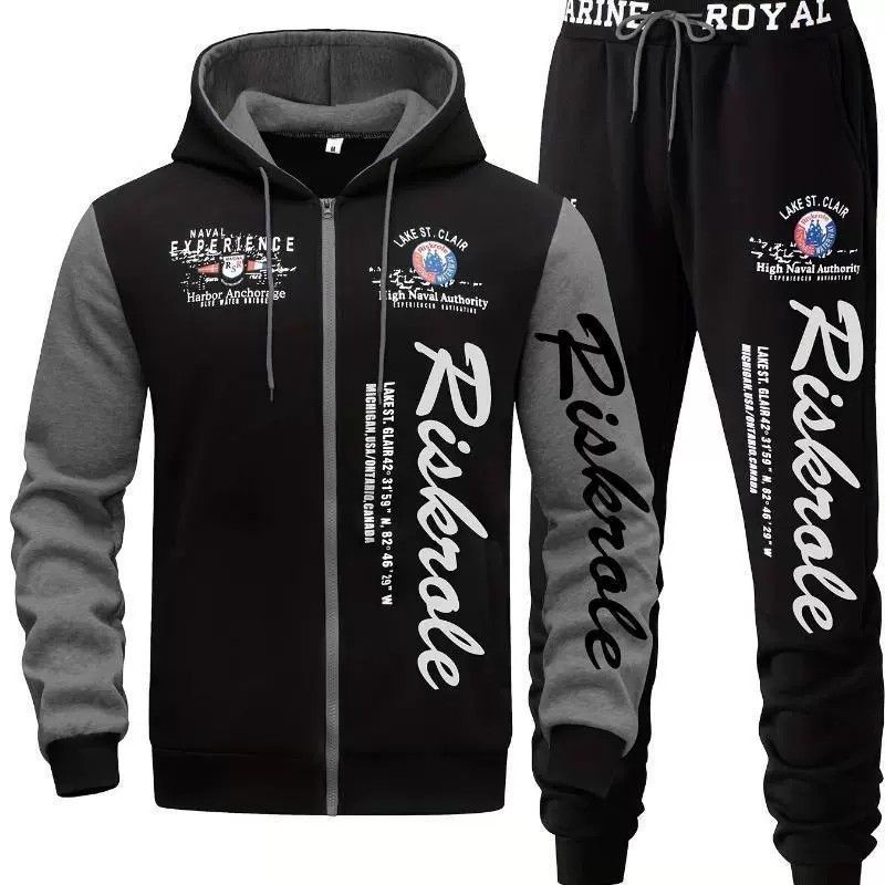 Lässiges Herren-Set aus Kapuzenpullover und Jogginghose – Atmungsaktives Polyester-Zweiteiler-Outfit für Fitnessstudio, Streetwear und Freizeit_voghion.com