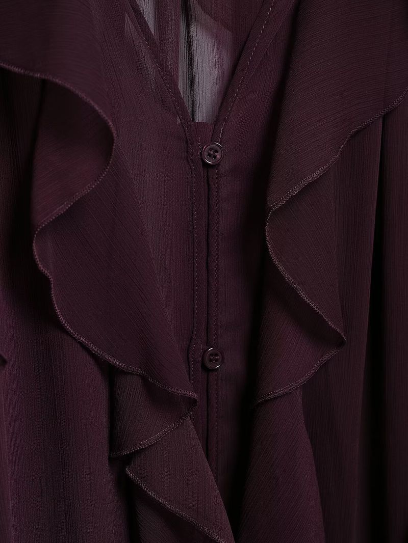 Camicia a tinta unita con decorazioni a strati, stile primaverile, per donna_voghion.com