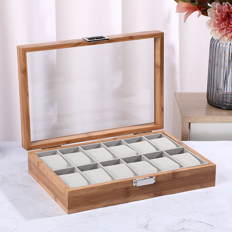 Luxury Rosewood Watch Box – Large Capacity Display Case With Bamboo & Wood Jewelry Storage_voghion.com