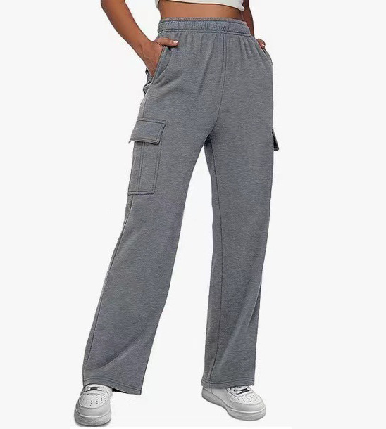 Pantaloni lunghi larghi da donna tuta sportiva casual a vita alta pantaloni dimagranti a gamba dritta a gamba larga_voghion.com