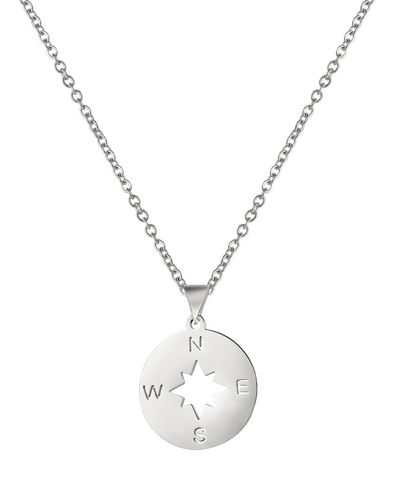 2025 New Arrivals Dreamtime, men's and women's hollow stainless steel accessories, hip-hop style jewelry, necklace pendant with compass,_voghion.com