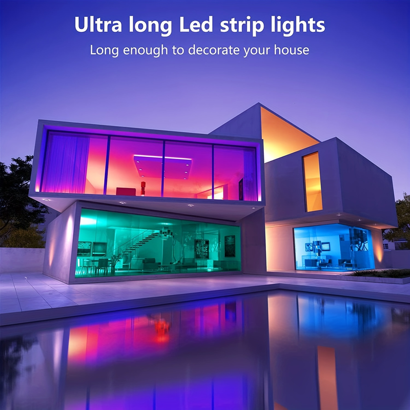 100ft/50ft LED-Lichtstreifen, LED-Leuchten für Schlafzimmer, intelligente LED-Leuchten APP-Steuerung, DIY mehrere Farben auf einer Linie, Farbwechsel-LED-Leuchten Musiksystem_voghion.com