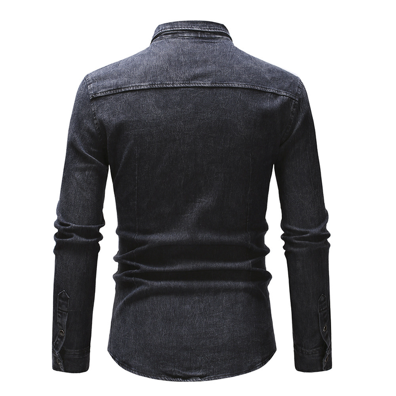2020 Frühlingsmode Vier Jahreszeiten Modell Doppeltasche Herren Casual Langarm Jeanshemd 3011_voghion.com