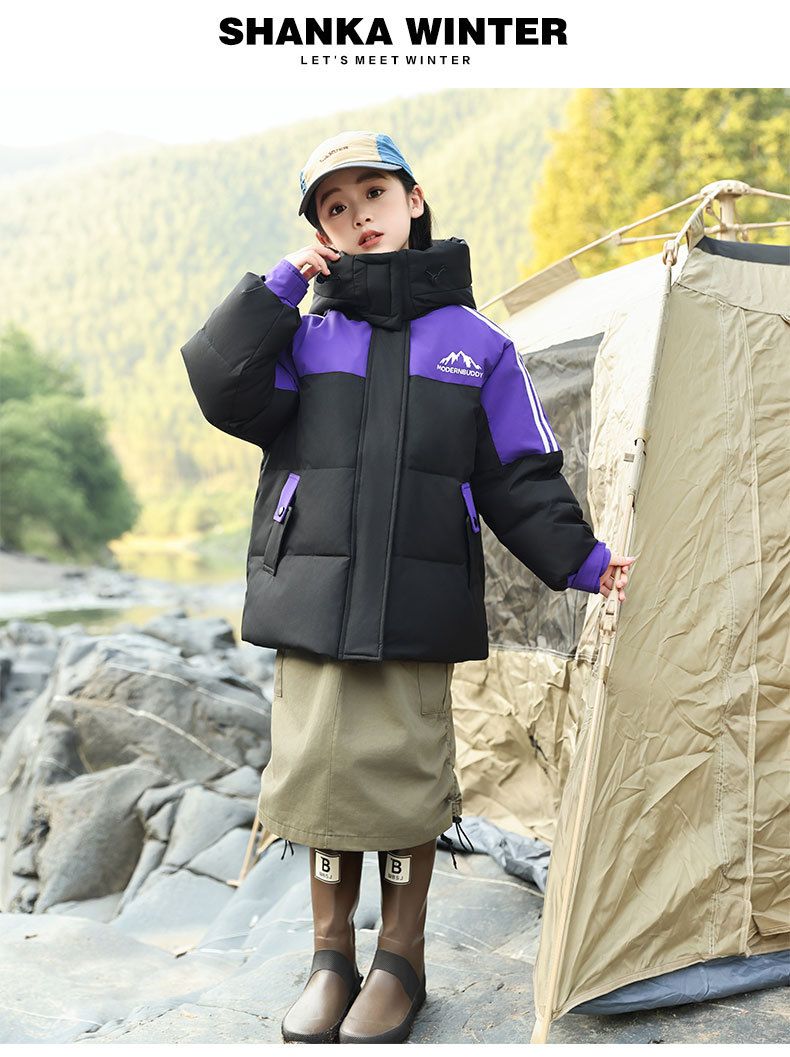 Kids Winter Down Jacket With Hood - Waterproof Windproof Warm Coat For Boys & Girls - Lightweight Soft Shell Outerwear For Outdoor Activities_voghion.com