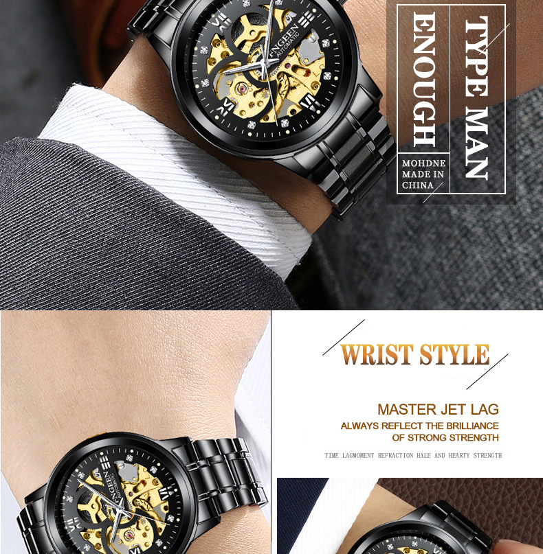 Orologio meccanico da uomo Orologio da uomo Marchio impermeabile Business Tourbillon Orologio cavo_voghion.com