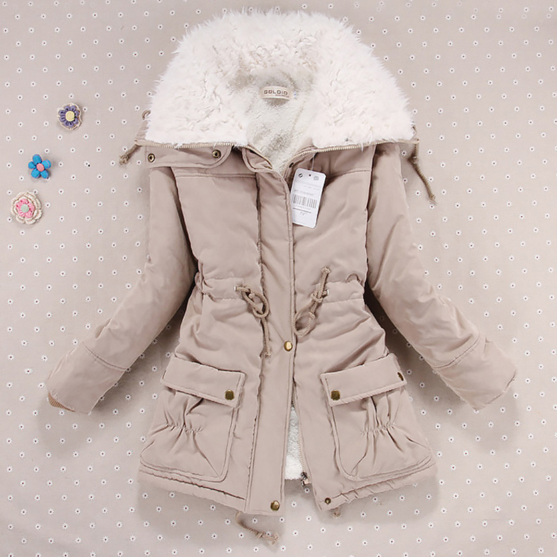 Giacca invernale da donna addensata piumino lungo con cappuccio cappotto da donna slim fit colletto in pelo imbottito in cotone cappotto da donna_voghion.com