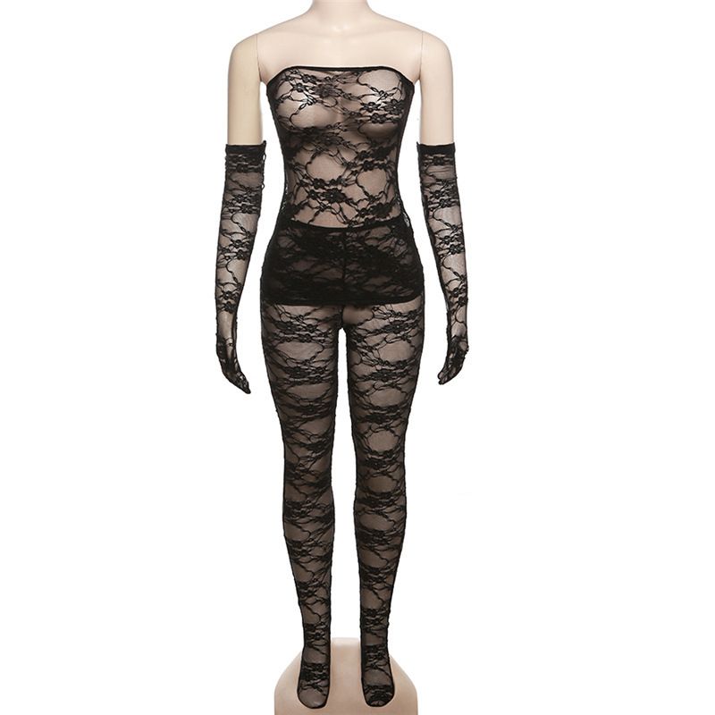 2023 Herfst Damesmode Nieuwe Sexy Kant Tube Top Hoge Taille Strakke Kousenbroekset Voor Vrouwen_voghion.com