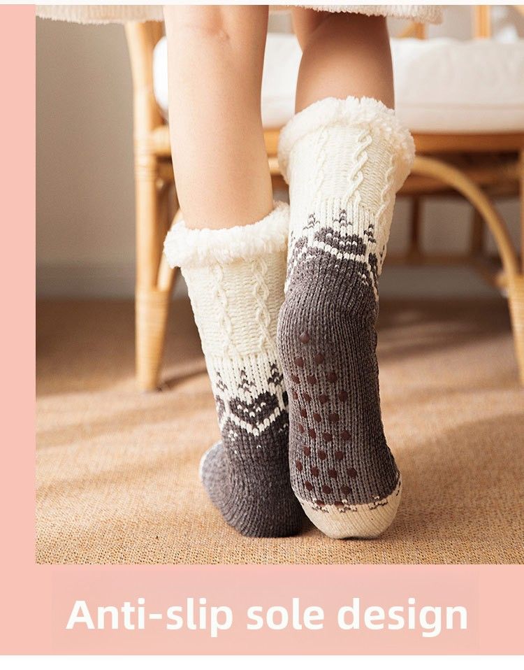 Damen Winter Bodensocken Schneesocken Schlafsocken Home Socken Teppichsocken Hausschuhe Socken_voghion.com