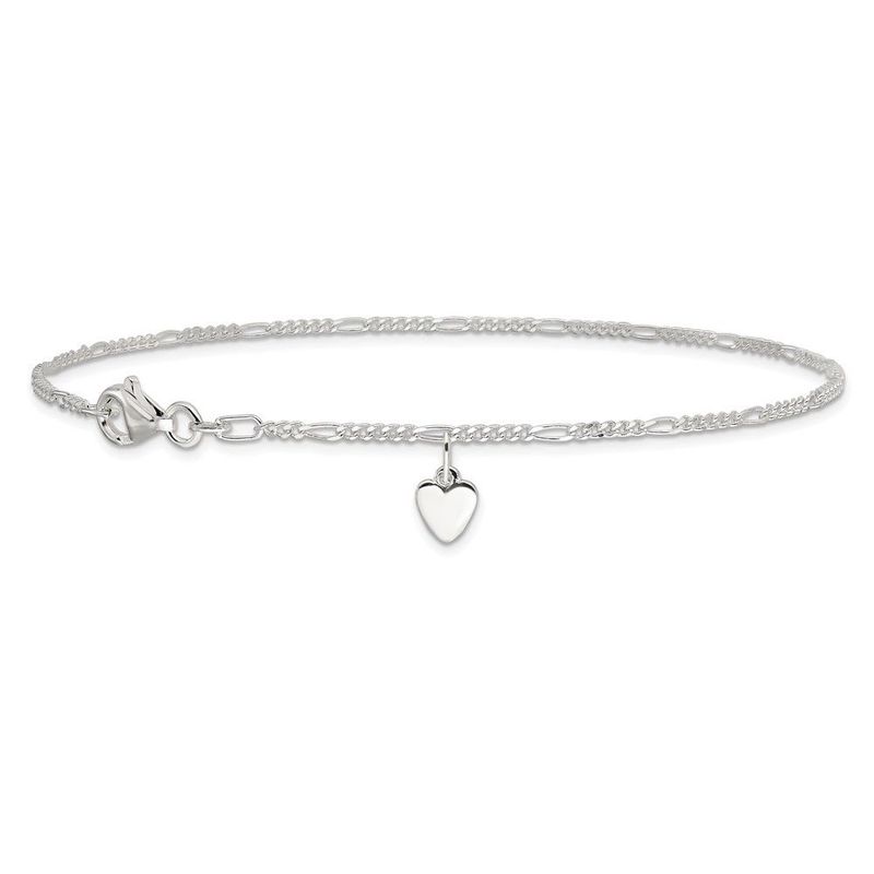 Sterling Silver Heart Dangle Anklet_voghion.com
