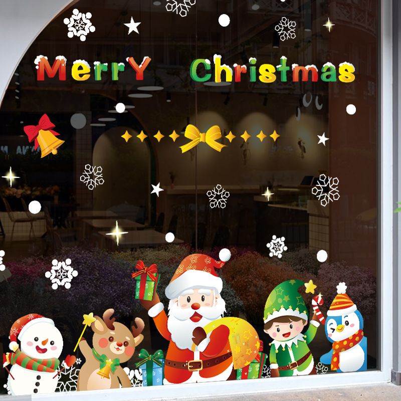 Neuer Weihnachtsmann-Wandaufkleber für Glas, statisch haftend, ohne Klebstoff, AMJ079_voghion.com