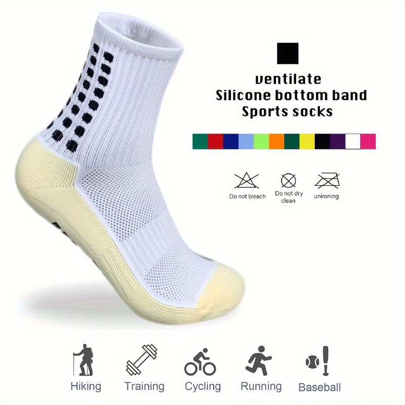 Calzini da uomo, a tubo medio, alti, per esterni, con fondo in asciugamano, calzini sportivi da calcio, da corsa, antiscivolo, per adulti, per uomo e donna, traspiranti, ad asciugatura rapida_voghion.com