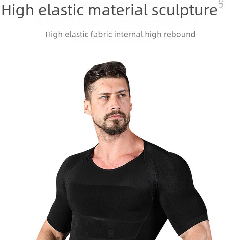 Męski gorset modelujący sylwetkę z krótkim rękawem Brzuch Męska odzież modelująca sylwetkę Sportowa elastyczna męska odzież modelująca sylwetkę Kamizelka z krótkim rękawem Hurtownia_voghion.com