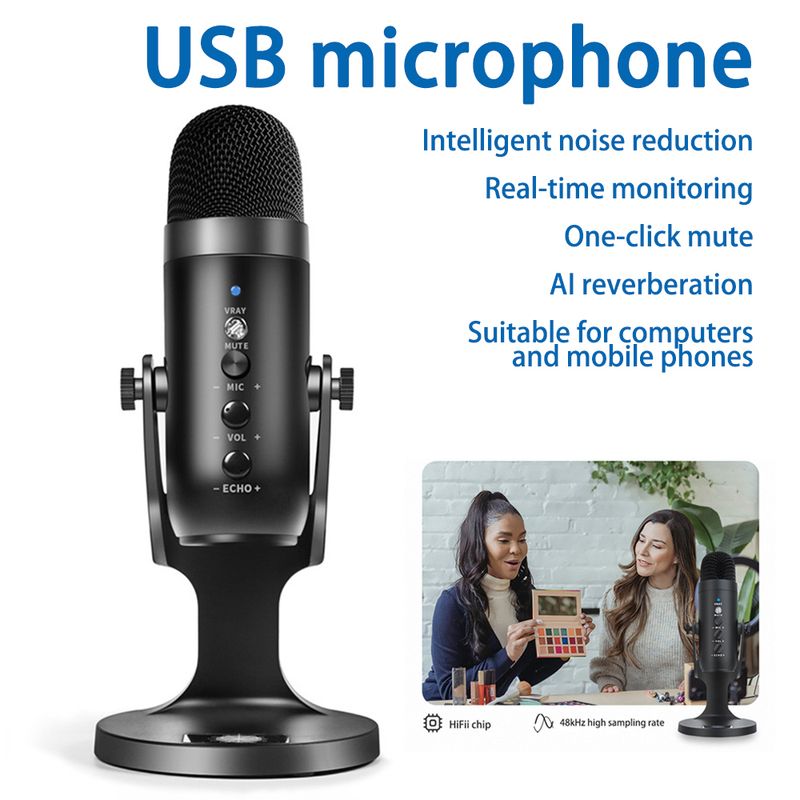 Profesionalni USB kondenzatorski mikrofon Studijski mikrofon za snimanje za PC Računalno igranje Streaming Podcasting Prijenosno računalo_voghion.com