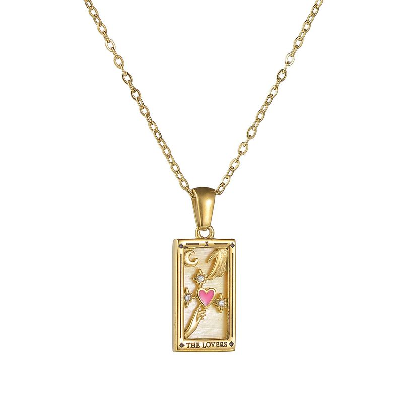 TAROCCHI vintage placcati in oro di vendita caldo con collana quadrata da donna in acciaio inossidabile con goccia di olio_voghion.com