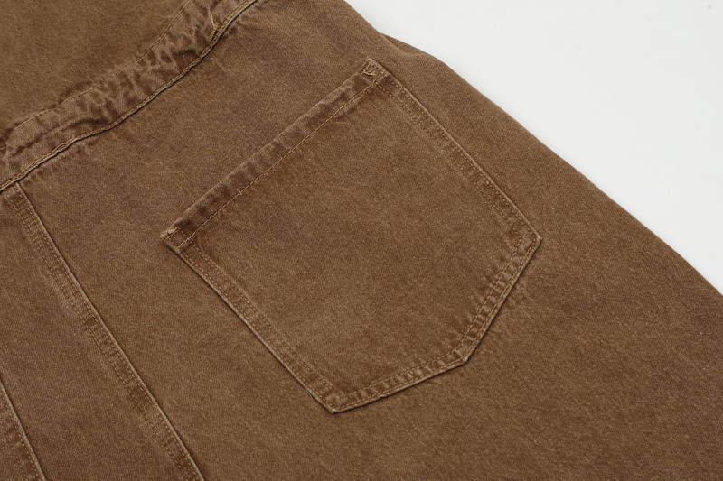 Men's vintage brown desert embroidered overalls_voghion.com