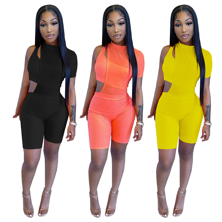set di due pezzi in rete con nuovo filo estivo per abbigliamento femminile_voghion.com