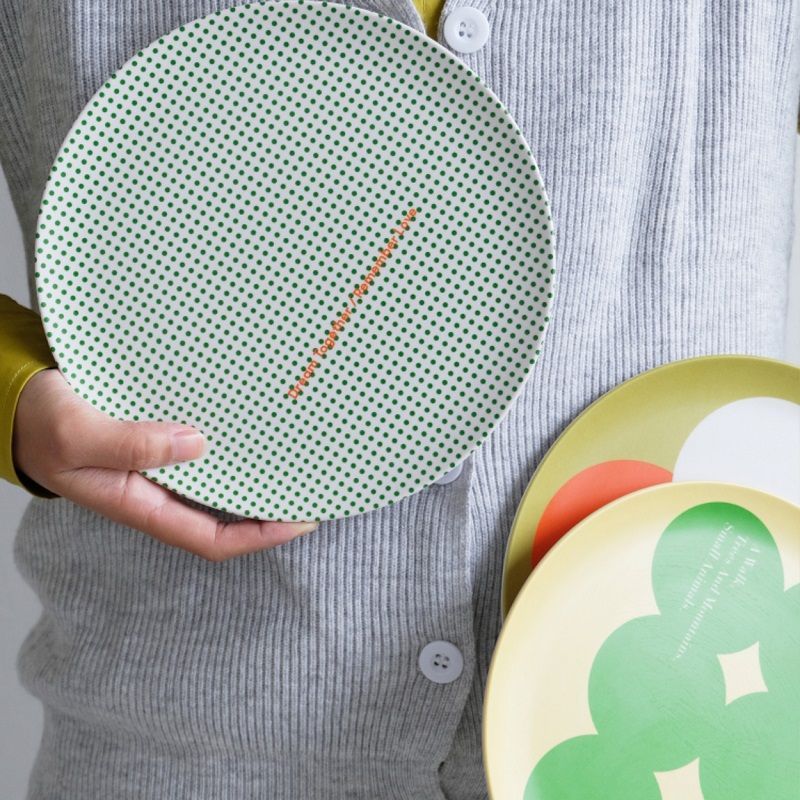 Eco-friendly Bamboo Fiber Round Salad Dessert Fruit Plate Anti-break Tableware_voghion.com