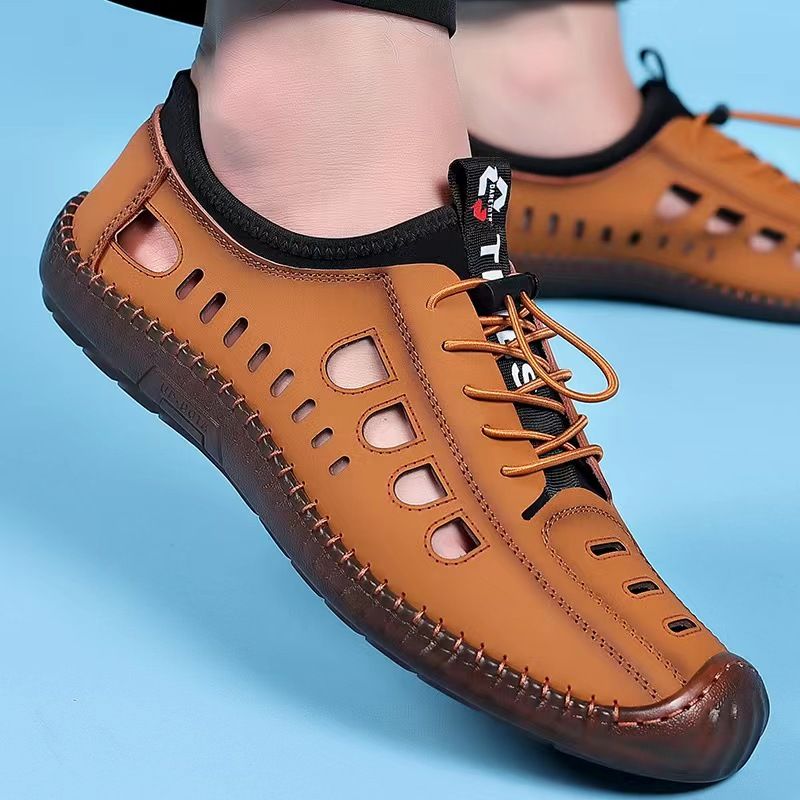 Sandals Soft 2025 Summer Men's Sandals Breathable And Non Slip Cowhide Sole Casual Leather Outdoor Beach Shoes_voghion.com