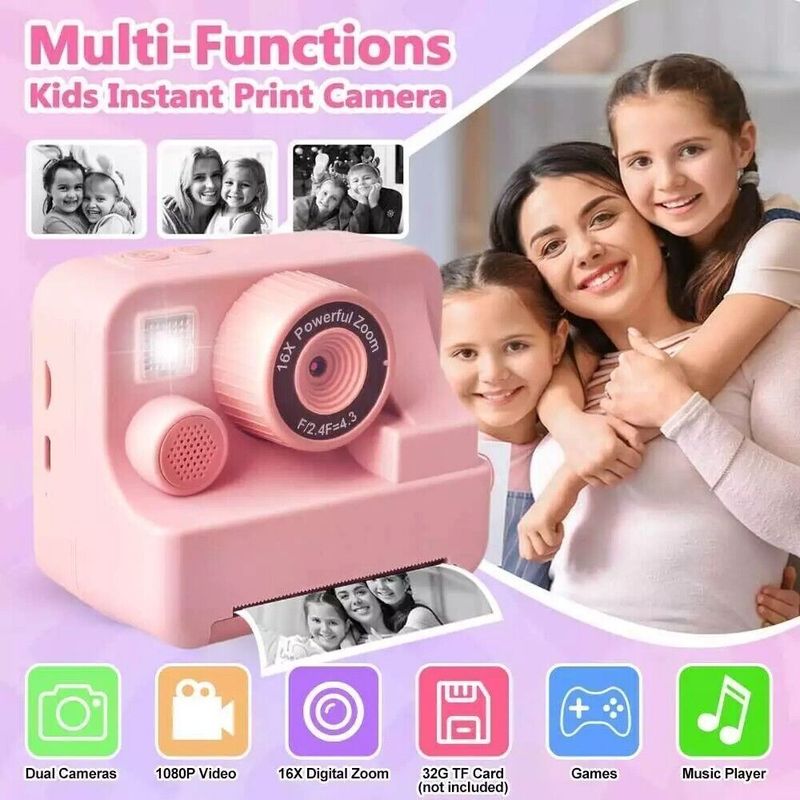 Kids Camera Video Recorder 1080P LCD Mini Toy Digital Children Cam Instant Print_voghion.com