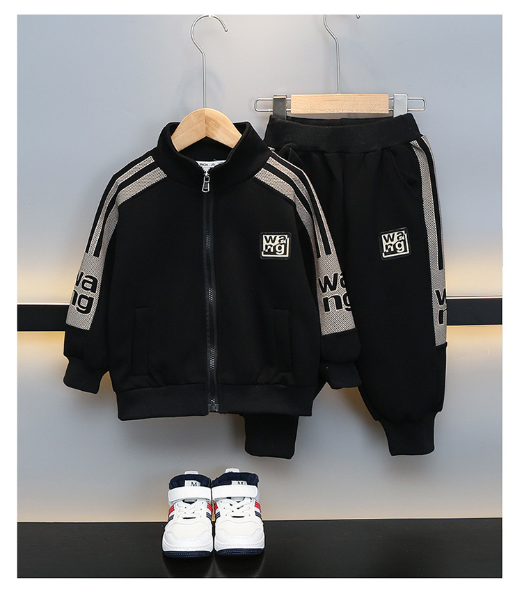 Ensemble Cardigan pour garçons, nouvelle édition coréenne pour enfants, beaux garçons et bébés, vêtements de printemps décontractés deux pièces, automne 2024_voghion.com