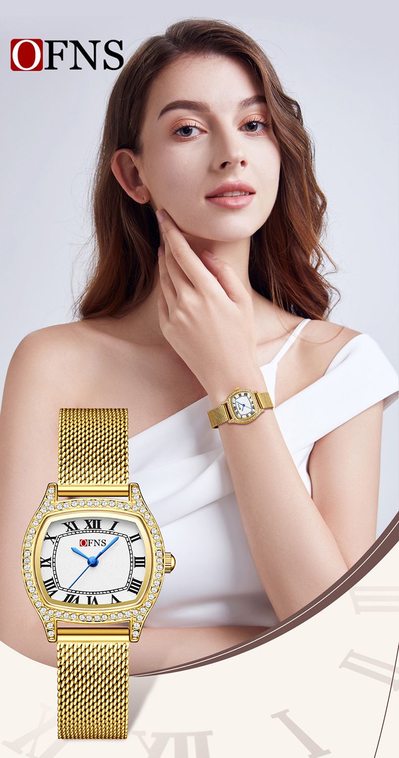 Women's Retro Scale Waterproof Quartz Watch With Diamond Simple Female Student Watch_voghion.com