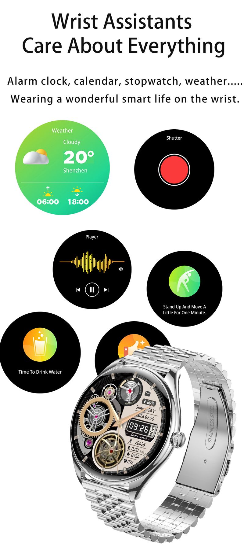 syct GM55 Smart Call Step Count Heart Rate Blood Pressure Health Monitoring Outdoor Sports Multifunctional Watch_voghion.com