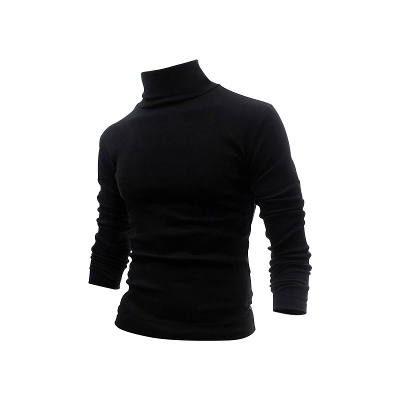 2023 Herbst Winter Langarm T-Shirt Herren Einfarbig High Neck Base Layer Unterhemd T-Shirt Top_voghion.com